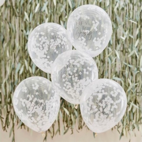 5 Palloncini Coriandoli Baby Shower 12 cm
