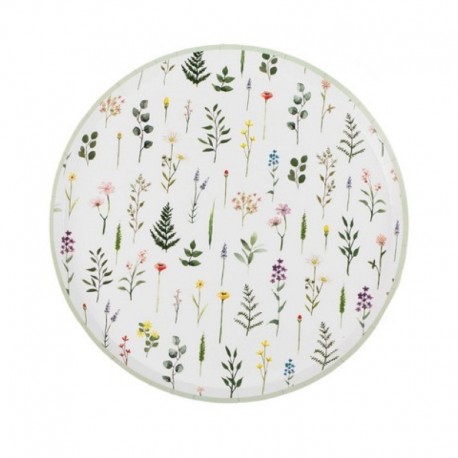 8 Piatti Carta Floreali 24 Cm