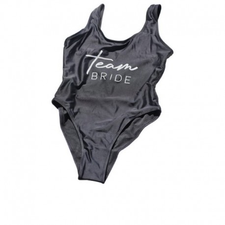 Costume da bagno nero per addio al nubilato Team Bride Taglia M