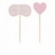 6 Toppers Cupcake Mascherina e Cuori 3x6 cm