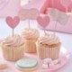 6 Toppers Cupcake Mascherina e Cuori 3x6 cm
