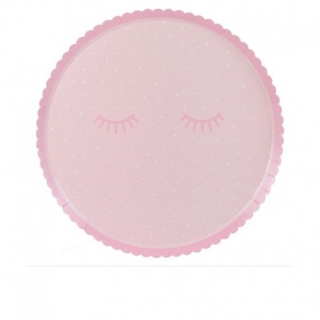 8 Piatti Rotondi Carta Rosa Pamper Party 25 cm