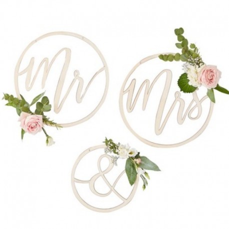 3 Cerchi Mr And Mrs Legno 35 cm e 25 cm