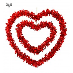Set 2 pendenti cuori rossi 28x45 cm