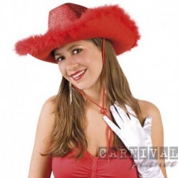 Cappello Cowgirl Marabou Red