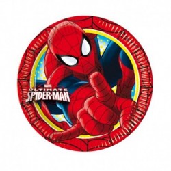 8 Piatti Tondi Carta Spiderman 20 cm