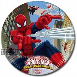 8 Piatti Tondi Carta Spiderman 23 cm