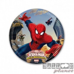 8 Piatti Tondi Carta Spiderman 20 cm