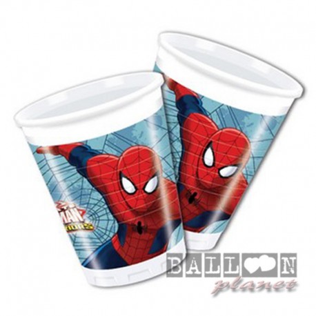 8 Bicchieri Carta Spiderman 200 ml
