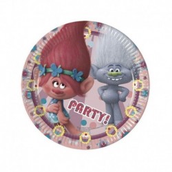 8 Piatti Tondi Carta Trolls 20 cm