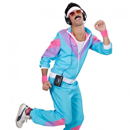 Costume Anni 80 Tuta Sportiva Azzurra