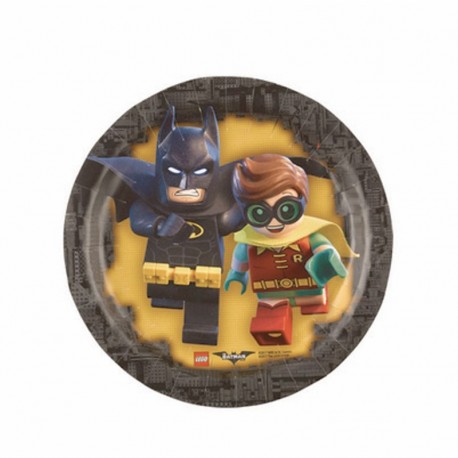 8 Piatti Tondi Carta Lego Batman 18 cm