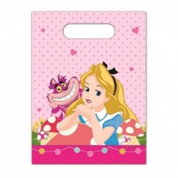 6 Loot Bags Alice in Wonderland 18x22 cm