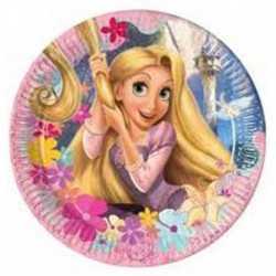 8 Piatti Tondi Carta Rapunzel 23 cm