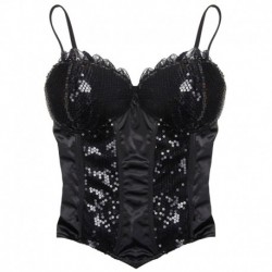 Corsetto Burlesque Paillettes nero