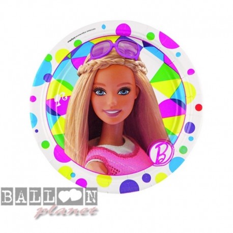 8 Piatti Tondi Carta Barbie 18 cm