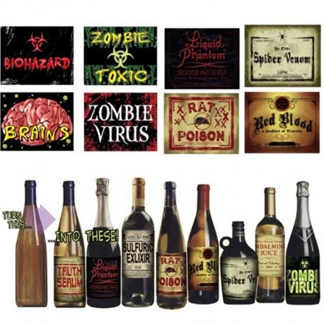 8 Etichette Bottiglie Horror