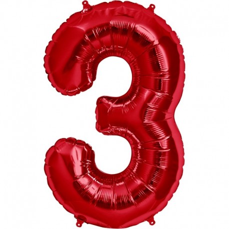 Pallone Numero 3 Rosso 90 cm