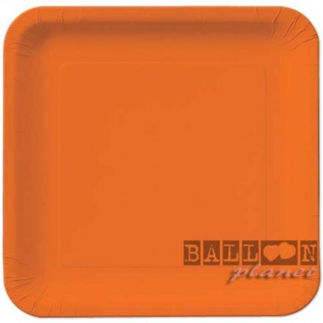 14 Piatti Quadrati Carta Arancio 23 cm