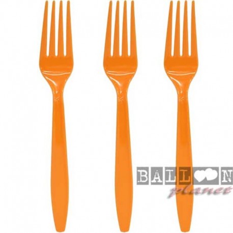10 Forchette Plastica Arancio 16 cm
