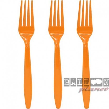 24 Forchette Plastica Arancio 18 cm