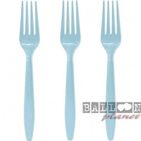 24 Forchette Plastica Azzurre 18 cm