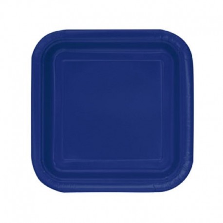 16 Piatti Quadrati Carta Blu Navy 18 cm