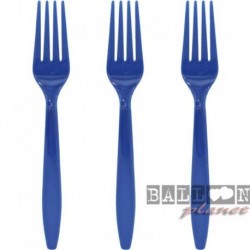 24 Forchette Plastica Blu Navy 18 cm
