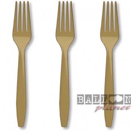 24 Forchette Plastica Oro 18 cm