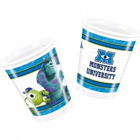 8 Bicchieri Plastica Monster University 200 ml